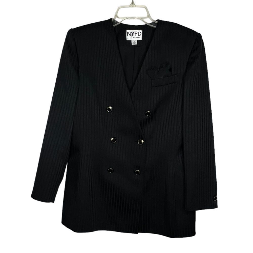 Vintage NYPD Direct Double Breasted Black Blazer
